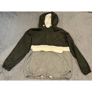 Viscosity Mens Hooded Windbreaker Quarter Zip Colorblock Anorak Jacket Green M